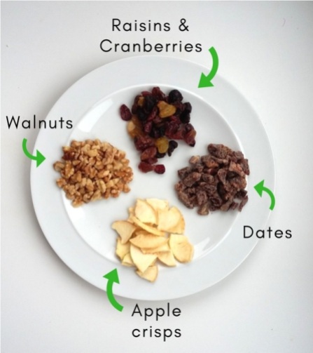 Fruit and nuts for chocolate bark Tu Bishvat