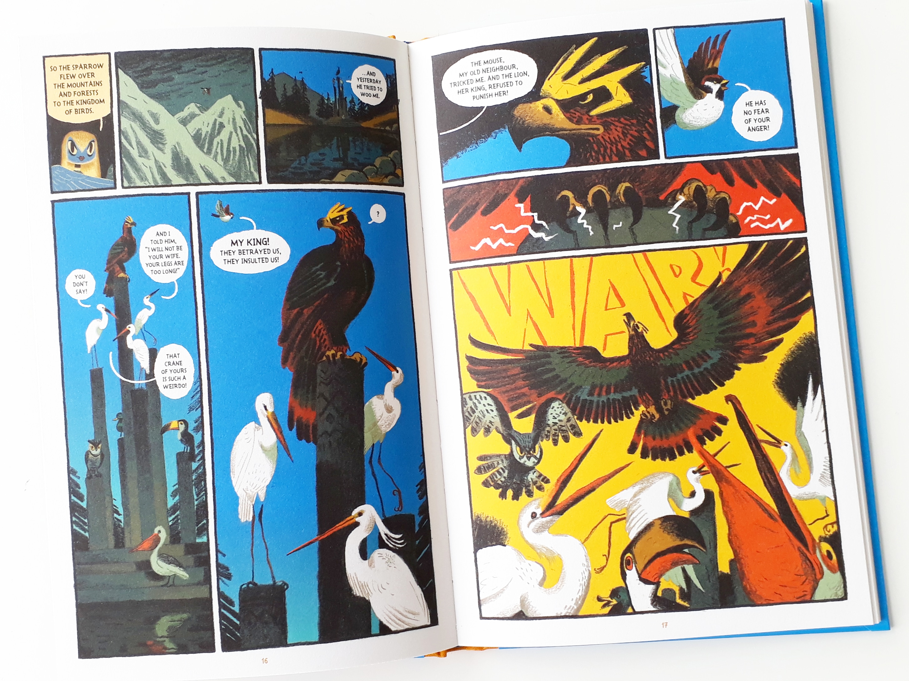 War between the birds and the animals in Gamayun Tales The King of Birds by  Alexander Utkin Nobrow – Acorn Books