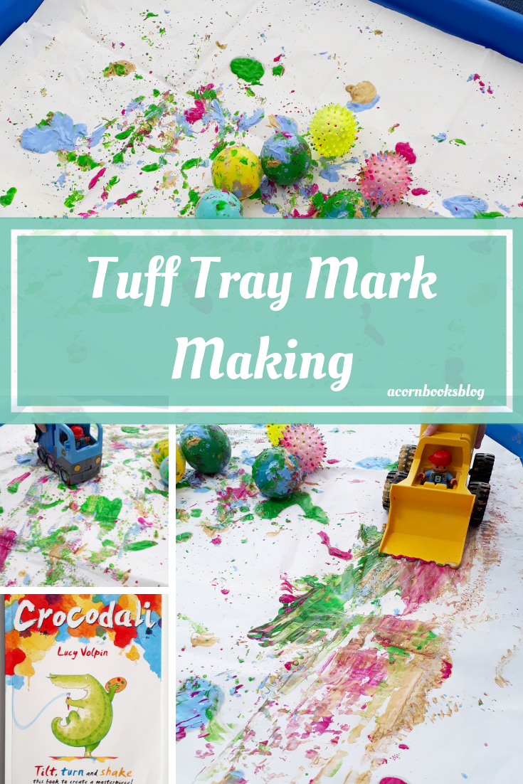 tuff tray mark making with cars and toys crocodali lucy volpin interactive picture book templar publishing